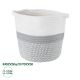 GloboStar® Artificial Garden POSITANO 20319 Διακοσμητικό Πλεκτό Καλάθι - Κασπώ Γλάστρα - Flower Pot Γκρι με Λευκό Φ25cm x Υ25cm