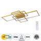 GLOBOSTAR® QUADRA 61390 Μοντέρνο Φωτιστικό Οροφής LED 120W 14400lm 120° AC 220-240V IP20 Ρυθμιζόμενο Λευκό CCT με Χειριστήριο από 2700K έως 6000K Dimmable - Lumileds SMD Chip - Χρυσό Βούρτσας - Μ105 x Π60 x Υ9cm - 3 Χρόνια Εγγύηση