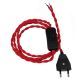 GLOBOSTAR® WHIP 91034 Μοντέρνο DIY Πλεκτό Καλώδιο με Διακόπτη On/Off AC 220-240V IP20 - Κόκκινο & Μαύρο - Μ150 x Π2.7 x Υ1.9cm