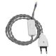 GLOBOSTAR® WHIP 91035 Μοντέρνο DIY Πλεκτό Καλώδιο με Διακόπτη On/Off AC 220-240V IP20 - Γκρι & Λευκό - Μ150 x Π2.7 x Υ1.9cm