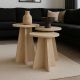 Τραπεζάκι βοηθητικό σετ 3 τμχ Podel Megapap χρώμα travertine Ø29,6x52,1εκ.