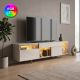 Έπιπλο τηλεόρασης Norm Megapap με Led Rgb χρώμα travertine - χρυσό 180x32x55εκ.