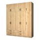 Ντουλάπα ρούχων Ricardo Megapap πεντάφυλλη με πατάρι και συρτάρια χρώμα φυσικό οξιάς 200x51,8x240εκ.