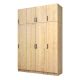 Ντουλάπα ρούχων Vivian Megapap τετράφυλλη με πατάρι χρώμα φυσικό οξιάς 160x51,8x240εκ.
