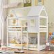 ΠΑΙΔΙΚΗ ΚΟΥΚΕΤΑ ΣΠΙΤΑΚΙ  τ.MONTESSORI HOOD HM705.03 ΞΥΛΟ ΠΕΥΚΟΥ ΣΕ ΛΕΥΚΟ-ΣΤΡΩΜΑΤΑ 190x90εκ