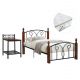 ΣΕΤ ΥΠΝΟΔΩΜΑΤΙΟΥ ΜΕ ΣΤΡΩΜΑ 3ΤΜΧ HM11217 RUBBERWOOD-ΜΕΤΑΛΛΟ