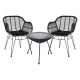 ΣΕΤ ΤΡΑΠΕΖΑΡΙΑΣ 3ΤΜΧ HM11871 ΜΕΤΑΛΛΟ & RATTAN ΣΕ ΜΑΥΡΟ ΧΡΩΜΑ