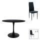 Τραπεζαρία Balou-Parker pakoworld σετ 5τεμ μαύρο-ανθρακί Φ120x73εκ