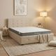 Κρεβάτι με στρώμα και αποθηκευτικό χώρο Roi-Dreamer pakoworld ύφασμα εκρού 160x200εκ
