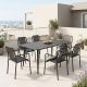 Τραπεζαρία Heven Vista pakoworld σετ 7τεμ μαύρο αλουμίνιο 150x80x72εκ