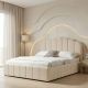Κρεβάτι Tatiana pakoworld βελούδο μπεζ με αποθηκευτικό χώρο 160x200εκ