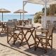 Tραπεζαρία Retto σετ 3τμχ μασίφ ξύλο οξιάς καρυδί-πανί γκρι μπεζ 60x60x71εκ