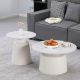 Τραπέζια σαλονιού Dualis pakoworld σετ 2 τεμ μέταλλο-sintered stone σε λευκό μαμρμάρου