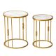Βοηθητικά τραπεζάκια σαλονιού σετ 2τεμ Emiliane Inart χρυσό μέταλλο-λευκό μαρμάρου