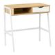 Γραφείο εργασίας Rezio pakoworld με ράφι και συρτάρι σε oak-λευκή απόχρωση με λευκό μεταλλικό σκελετό 75x45x76εκ
