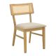 ΣΕΤ 2 TMX Καρέκλα Raffles pakoworld rubberwood με pe rattan και γκρι μπεζ ύφασμα 47x48x83.5εκ