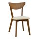 ΣΕΤ 2 TMX Καρέκλα Canon pakoworld καρυδί rubberwood εκρού ύφασμα 43x52x83,5εκ