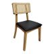 ΣΕΤ 2 TMX Καρέκλα Renna pakoworld ξύλο οξιάς σε φυσική απόχρωση με μαύρο pu μαξιλάρι 48x52x79εκ