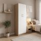 Ντουλάπα δίφυλλη Athos pakoworld σε sonoma-λευκή απόχρωση 60x42x180εκ