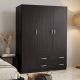 Ντουλάπα τρίφυλλη με 2 συρτάρια Alvia pakoworld wenge150x51x180εκ