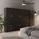 Ντουλάπα εξάφυλλη με συρτάρια Athos pakoworld wenge 240x42x180εκ