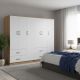 Ντουλάπα εξάφυλλη Athos pakoworld sonoma-λευκό 180x42x180εκ