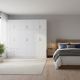 Ντουλάπα εξάφυλλη με πατάρι Athos I pakoworld λευκή 240x42x240εκ