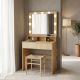 Τουαλέτα κρεβατοκάμαρας Vanity pakoworld με led σε φυσική απόχρωση 80x40x140εκ