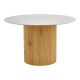 Τραπέζι Sikulu pakoworld mdf oak - λευκή όψη τραβερτίνας Φ125x77εκ