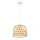 Bamboo Light - Κρεμαστό Μονόφωτο E27 Boho Μπαμπού Φυσικό Πλέγμα - Μ35 x Π35 x Υ22cm