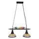 VenCore Billiardo II 6089-10041 - Φωτιστικό Οροφής Δίφωτο Κρεμαστό Μαύρο Μεταλλικό και Μελί Γυαλί - Vintage Σχέδιο με Βάση-Ντουί 2xE27 - Μ70 x Π25 x Υ30cm