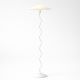 VenCore Curion White 6091-20010 - Μοντέρνο Επιδαπέδιο Φωτιστικό Μονόφωτο Λευκό Αλουμίνιο και Μπέζ Καπέλο με Βάση-Ντουί 1xE27 - Φ40 x Υ155cm