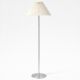 VenCore Velune Silver 6091-20013 - Μοντέρνο Επιδαπέδιο Φωτιστικό Μονόφωτο Ασημί Αλουμίνιο και Μπέζ Καπέλο με Βάση-Ντουί 1xE27 - Φ35 x Υ150cm