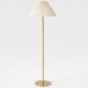 VenCore Velune Gold 6091-20014 - Μοντέρνο Επιδαπέδιο Φωτιστικό Μονόφωτο Χρυσό Αλουμίνιο και Μπέζ Καπέλο με Βάση-Ντουί 1xE27 - Φ35 x Υ150cm