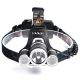 Explorer Beam - Φακός Κεφαλής Τρίφωτος LED Επαναφορτιζόμενος Μαύρος Πλαστικό - Μεταλλικό Ρυθμιζόμενος με 2 x 18650 Μπαταρίες - Ψυχρό Λευκό 6000K