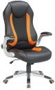 Velco Pro Systems ΚΑΡΕΚΛΑ ΓΡΑΦΕΙΟΥ GAMING ΜΑΥΡΗ-ΠΟΡΤΟΚΑΛΙ- ΔΙΑΣΤΑΣΕΙΣ: 67x68x110/118cm- ΕΠΙΦΑΝΕΙΑ PU+PVC